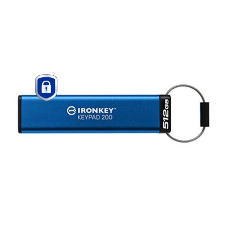 Kingston Technology IronKey Keypad 200 USB flash drive 512 GB USB Type-A 3.2 Gen 1 (3.1 Gen 1) Blue
