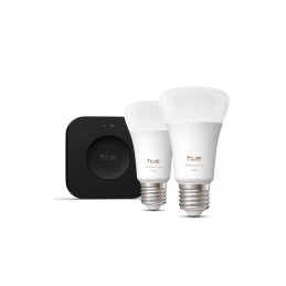Philips Hue White and Color ambiance Starter-Set  2 farbfähige E27-Smart-Lampen + Hue Bridge Pro