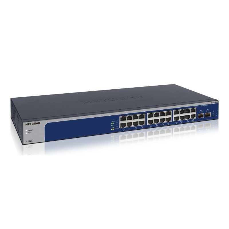 NETGEAR XS724EM Managed L2 10G Ethernet (100 1000 10000) 1U Blau, Grau