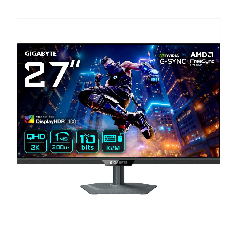 GIGABYTE M27Q2 QD 27” QHD Gaming-Monitor - 2560 x 1440, 200Hz, 1ms, 350 cd m², FreeSync Premium, Display HDR400, HDMI 2.0,