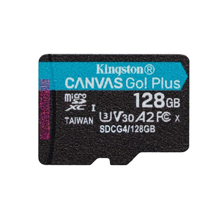 Kingston Technology 128 GB microSDXC Canvas Go Plus Gen4 200R A2 U3 Confezione singola senza ADP