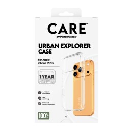 PanzerGlass CARE by ® Flagship Case Transparent Urban Explorer w. Clear Frame iPhone 17 Pro funda para teléfono móvil