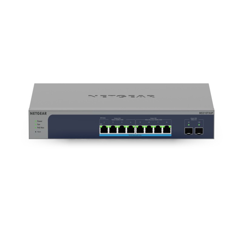 NETGEAR MS510TXUP Netzwerk-Switch Managed L2 L3 L4 10G Ethernet (100 1000 10000) Power over Ethernet (PoE) Grau, Blau