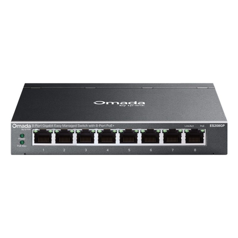 TP-Link Omada ES208GP network switch Managed L2 Gigabit Ethernet (10 100 1000) Power over Ethernet (PoE) DIN rail Black