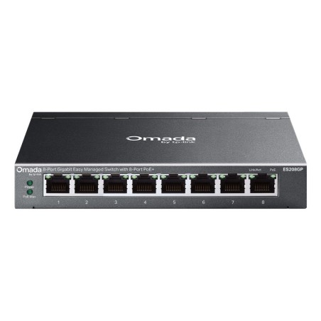 TP-Link Omada ES208GP Netzwerk-Switch Managed L2 Gigabit Ethernet (10 100 1000) Power over Ethernet (PoE) DIN rail Schwarz