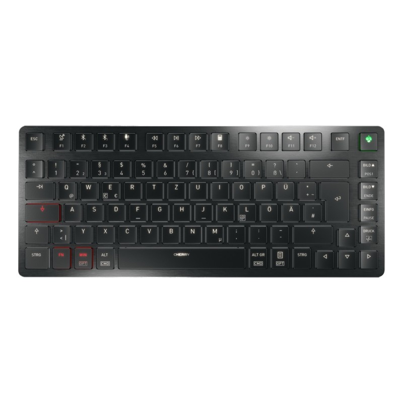 CHERRY KW X ULP 2.0 MINI keyboard Home Office USB + RF Wireless + Bluetooth QWERTZ German Black