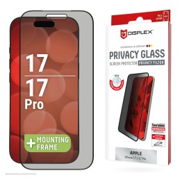 Displex Privacy Panzerglas (10H) für Apple iPhone 17 17 Pro, Eco-Montagerahmen, Privacy Filter