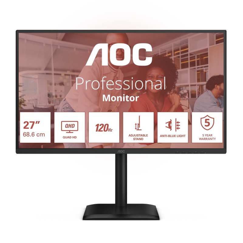 AOC E4 Q27E4CV computer monitor 27" 2560 x 1440 pixels Quad HD LED Black