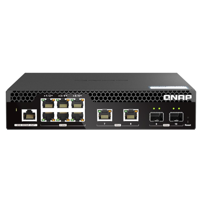 QNAP QSW-M2106R-2S2T switch Gestionado L2 10G Ethernet (100 1000 10000) 1U Negro