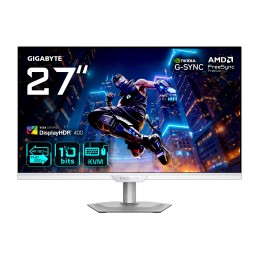 GIGABYTE M27UP ICE Monitor de juego 27” 4K UHD - Modo dual (4K 160Hz o FHD 320Hz), 3840 x 2160, 1ms, 350 cd m², FreeSync