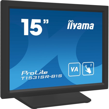 iiyama T1531SR-B1S pantalla para PC 38,1 cm (15") 1024 x 768 Pixeles XGA LCD Pantalla táctil Negro
