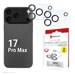 Displex Full Cover Camera Lens Glass, Apple iPhone 17 Pro Max, Kamera Schutzglas, 10H, Quick Mount, 2 Stück