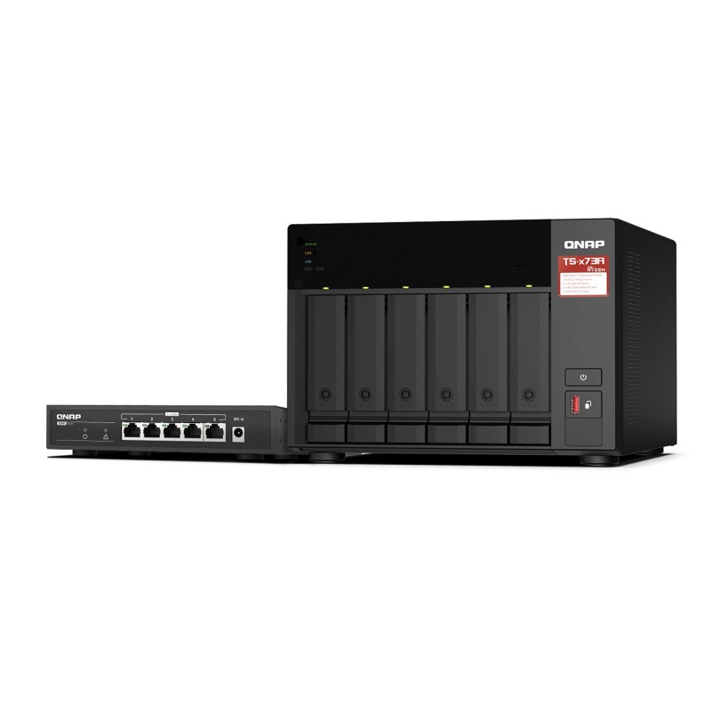 QNAP TS-673A-SW5T NAS storage server Tower Ryzen Embedded V1500B 8 GB DDR4 0 TB QNAP QTS Black