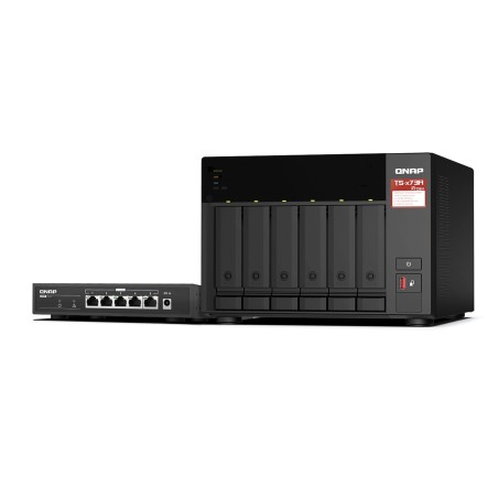QNAP TS-673A-SW5T server NAS e di archiviazione Tower Ryzen Embedded V1500B 8 GB DDR4 0 TB QNAP QTS Nero