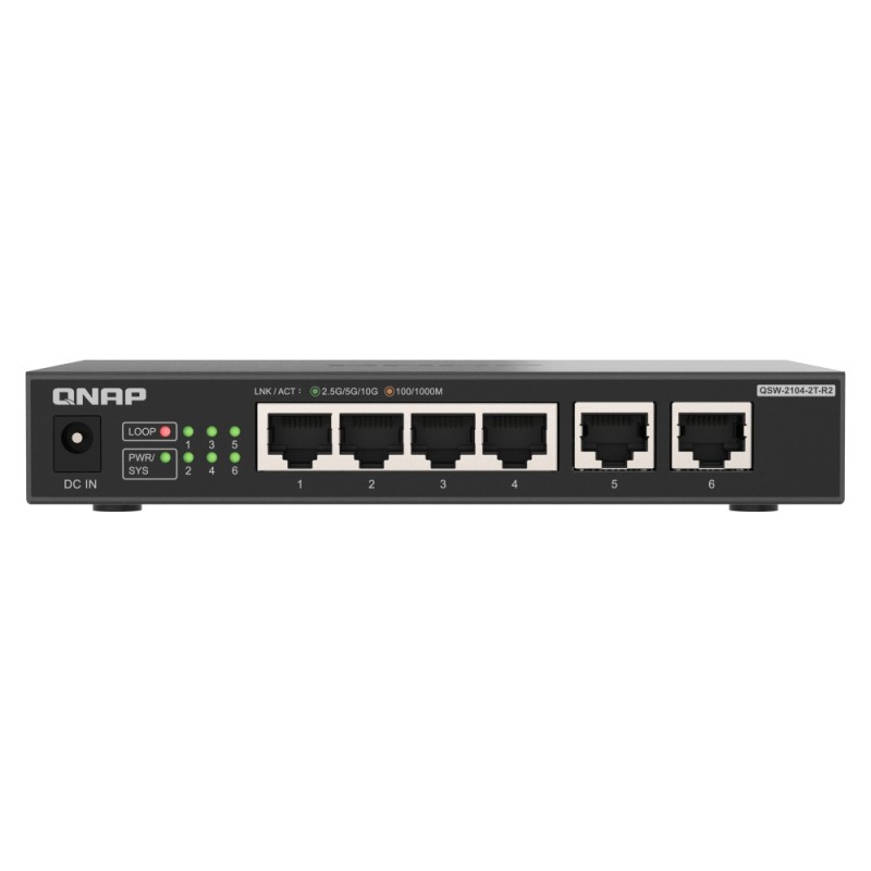 QNAP QSW-2104-2T-R2 commutateur réseau Non-géré 10G Ethernet (100 1000 10000) Bureau Noir