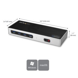 StarTech.com USB-C und USB-A Dock - Dual Monitor 4K 60Hz Dock DisplayPort + HDMI - Hybrid USB 3.0 Dockingstation für USB-C  