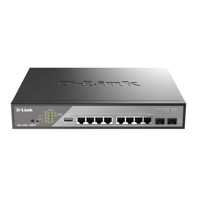 D-Link DSS-200G-10MPP Netzwerk-Switch Managed L2 Gigabit Ethernet (10 100 1000) Power over Ethernet (PoE) 1U Schwarz, Grau
