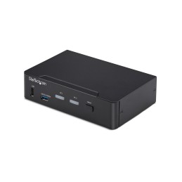 StarTech.com Switch KVM de 2 Puertos DisplayPort - 4K60Hz - HDCP 1.4 - DP 1.2 - Gestión EDID - Hub USB 3.0 de 2 Puertos - 4
