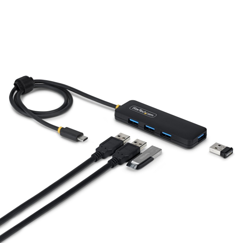 StarTech.com 4-Port USB-C Hub, USB 3.0, 5Gbps, busbetrieben, USB-C zu 4x USB-A Mini USB-Verteiler mit 61cm Kabel, tragbarer