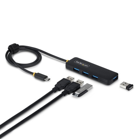 StarTech.com Hub USB-C à 4 Ports, 5 Gbps, Alimenté par Bus, Mini-Hub USB-C vers 4x USB-A, Câble Hôte Extra Long de 61 cm,