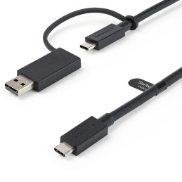 StarTech.com Cable USB-C de 1m con Llave Adaptador (Dongle) a USB-A - Cable Híbrido USB Tipo C a USBC (10Gbps y PD de 100W) o
