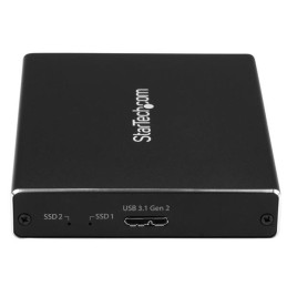 StarTech.com Caja de Dos Bahías M.2 NGFF - USB 3.1 (10Gbps) - RAID - Caja Externa USB-C y USB-A de Aluminio