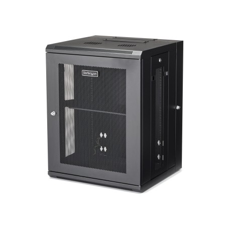 StarTech.com 4-Pfosten 15HE Netzwerkschrank mit 1HE Fachboden, 19" Aufklappbares Wand-Rack für Daten   AV   Elektronik  