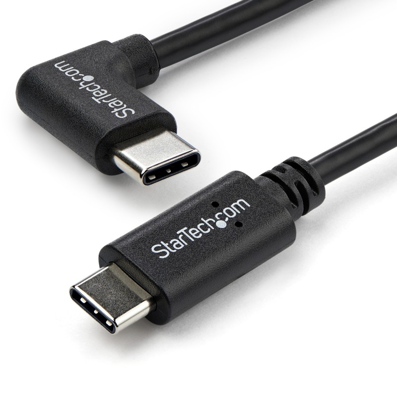StarTech.com Câble de Charge USB-C de 1m, Coudé à Droite, Charge et Synchronisation, 60W (3A) PD, Câble de Charge USB 2.0 pour