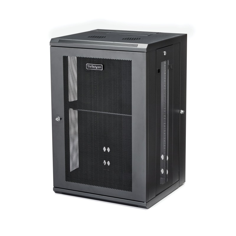 StarTech.com Armoire Réseau Murale à 4 Montants 18U avec Étagère 1U, Armoire Serveur Murale 19" à Charnières pour Équipement