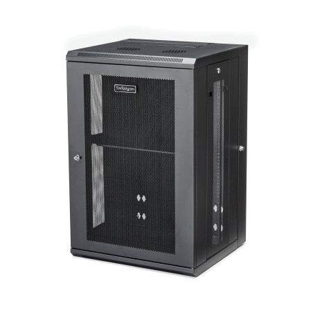 StarTech.com 4-Pfosten 18HE Netzwerkschrank mit 1HE Fachboden, 19" Aufklappbares Wand-Rack für Daten   AV   Elektronik  