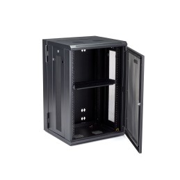 StarTech.com 4-Pfosten 18HE Netzwerkschrank mit 1HE Fachboden, 19" Aufklappbares Wand-Rack für Daten   AV   Elektronik  