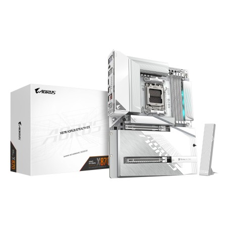 GIGABYTE X870 AORUS STEALTH ICE Carte Mère – Prend en charge les processeurs AMD Ryzen 9000, VRM numérique 16+2+2 phases,
