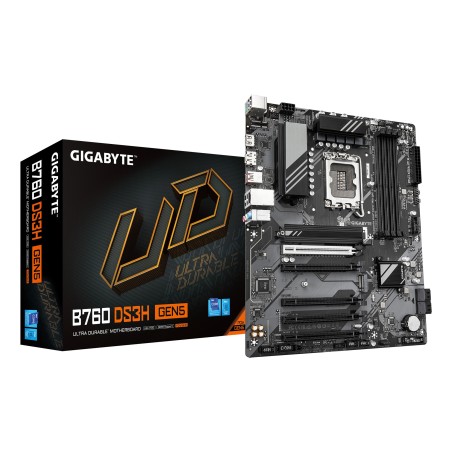 GIGABYTE B760 DS3H GEN5 Mainboard – Unterstützt Intel Core Prozessoren der 14. Generation, 8+2+1 Phasen Digital-VRM, bis zu