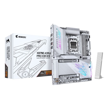 GIGABYTE X870E AORUS PRO X3D ICE Carte Mère – Prend en charge les processeurs AMD Ryzen 9000, VRM numérique 18+2+2 phases,