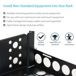 StarTech.com Guide rack universali 2U - Staffe di montaggio fisse - Binari per rack da 19" a profondità regolabile per