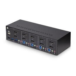 StarTech.com 4-Port KVM Switch Dual Monitor DisplayPort, 4K 60Hz, 2x USB 3.0 Hub und 2x USB 2.0 HID Ports, Hotkey Drucktasten,