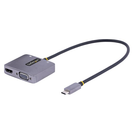 StarTech.com Adaptador de Vídeo USB C, Adaptador Multipuertos USB Tipo C a HDMI VGA con Salida de Audio de 3,5mm, HDR 4K a