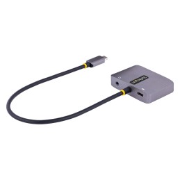 StarTech.com Adaptador de Vídeo USB C, Adaptador Multipuertos USB Tipo C a HDMI VGA con Salida de Audio de 3,5mm, HDR 4K a