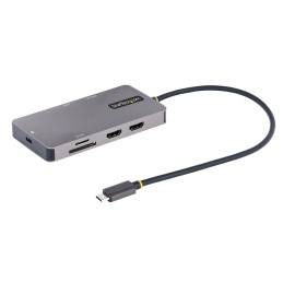 StarTech.com Adaptador Multipuertos USB C 2x HDMI 4K 60Hz, Hub USB-A 3.1 2Pt 5Gbps, PD 100W, GbE, SD MicroSD, Cable de 30cm,