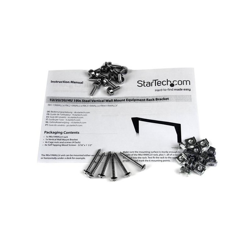 StarTech.com Staffa rack in acciaio 4U per montaggio apparecchiature su parete verticale da 19"