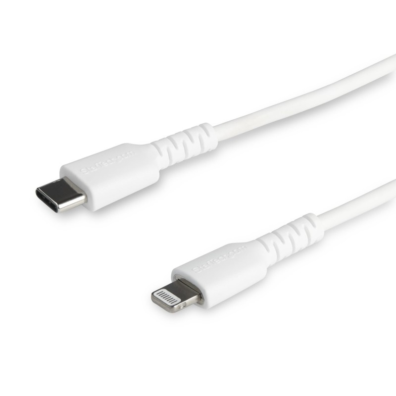 StarTech.com Cable Resistente USB-C a Lightning de 1 m Blanco - Cable de Sincronización y Carga USB Tipo C a Lightning con