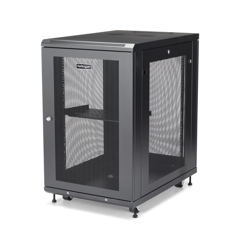 StarTech.com 4-Pfosten 18HE Server Rack, abschließbarer 19" Datenschrank für Computer   AV   IT-Ausrüstung, Büro  