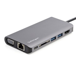 StarTech.com Adaptateur Multiport USB-C - Mini Dock USB-C avec 4K HDMI ou 1080p VGA - Hub 3x USB 3.0, SD, GbE, Audio, 100W PD