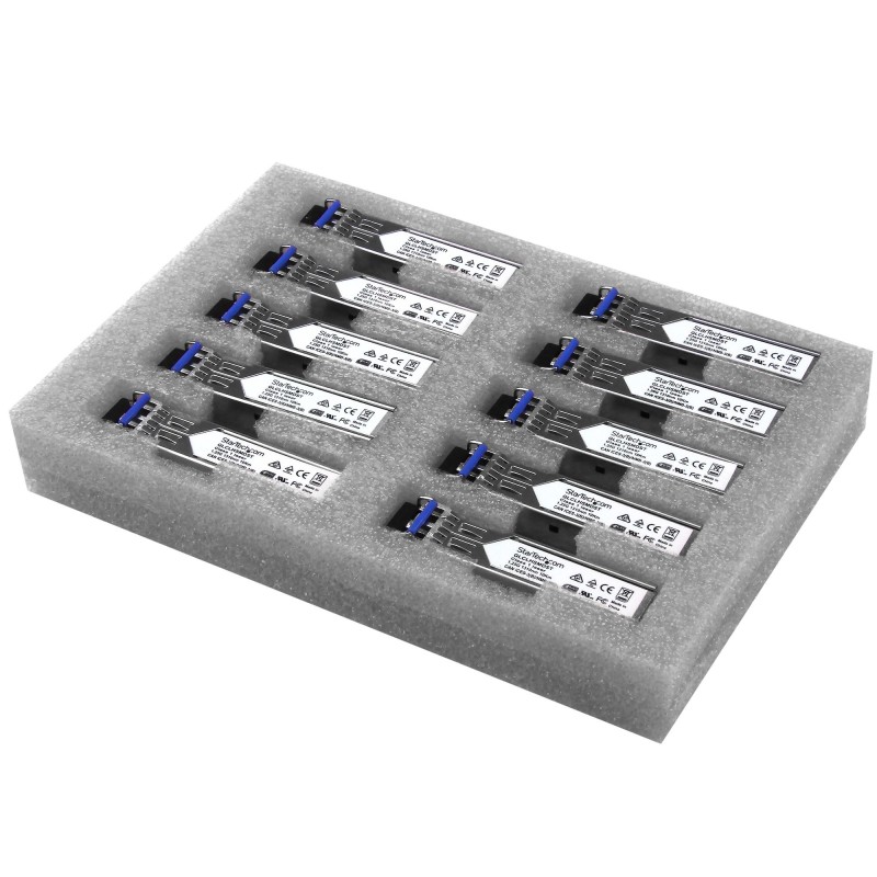 StarTech.com Paquete de 10 Módulos SFP Compatibles con Cisco GLC-LH-SMD - 1000BASE-LX LH - Fibra Monomodo 1GbE - SFP Ethernet