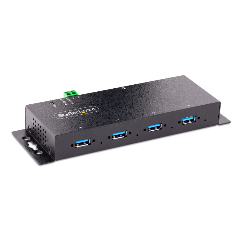StarTech.com Hub Industrial USB 3.0 de 5Gbps de 4 Puertos - Concentrador USB con Protección de Picos y Descargas ESD - Ladrón