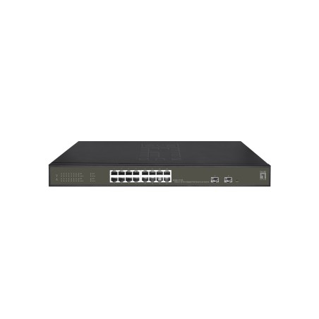 LevelOne Hilbert 18-Port Gigabit PoE Smart Lite Switch, 16 PoE Ausgänge, 2 x Gigabit SFP, 802.3at af PoE, 230W