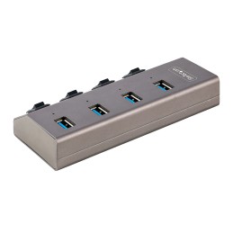 StarTech.com 4-Port USB 3.0 Hub Mit Netzteil Und Individuellen Ein Aus Schaltern, USB-C A 3.1 Auf 4x USB-A, 5Gbit s USB