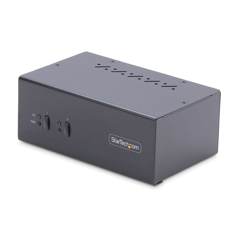 StarTech.com Switch KVM de 2 Puertos DisplayPort para 2 Monitores - Conmutador KVM 4K60Hz - Hub Ladrón 2x USB 5Gb - Hub 2x USB