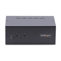StarTech.com 2-Port KVM Switch Dual Monitor DisplayPort, 4K 60Hz, 2x USB 3.0 Hub und 2x USB 2.0 HID Ports, Hotkey Drucktasten,