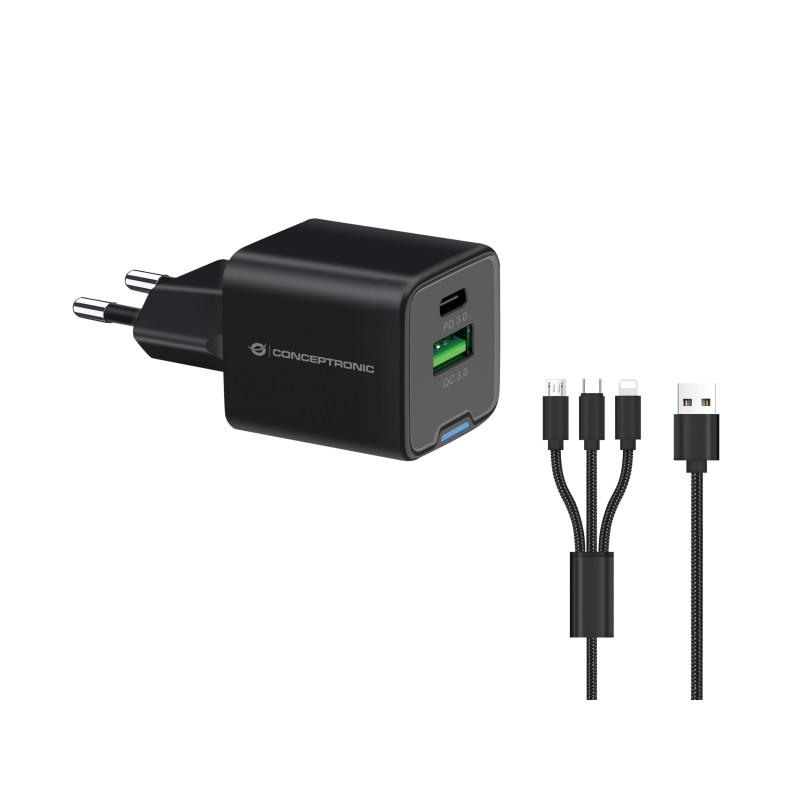 Conceptronic ALTHEA16B mobile device charger Universal Black AC Fast charging Indoor
